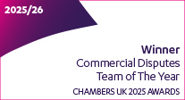 Winner: Commercial Disputes Team of the Year, Chambers UK 2025